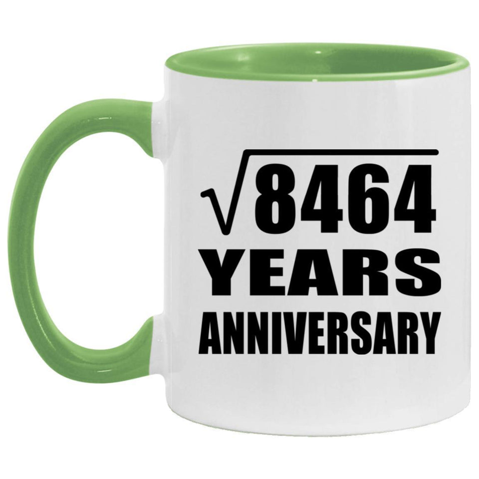 92nd Anniversary Square Root of 8464 Years Anniversary - 11oz Accent Mug Green