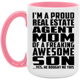 Proud Real Estate Agent Mom Of Awesome Son - 15oz Accent Mug Pink