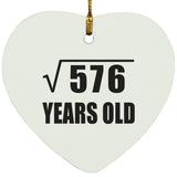 24th Birthday Square Root of 576 Years Old - Heart Ornament