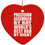 Precision Assembler By Day World's Best Dad By Night - Heart Ornament