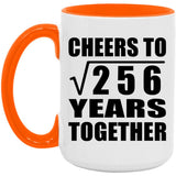 16th Anniversary Cheers To Square Root of 256 Years Together - 15oz Accent Mug Orange