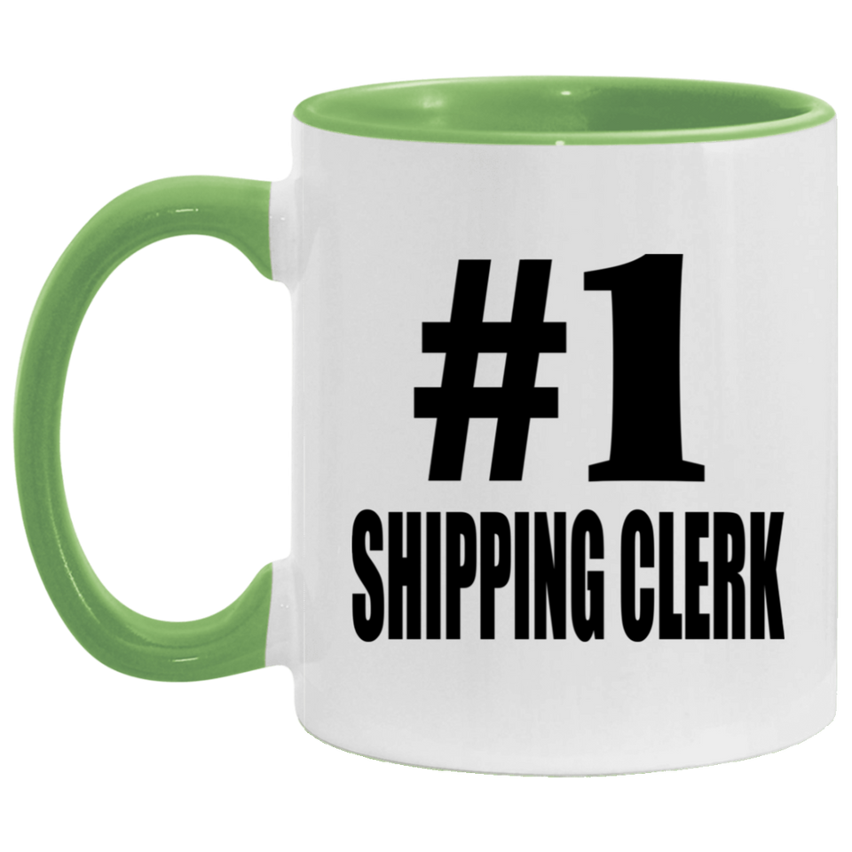 Number One #1 Shipping Clerk - 11oz Accent Mug Green