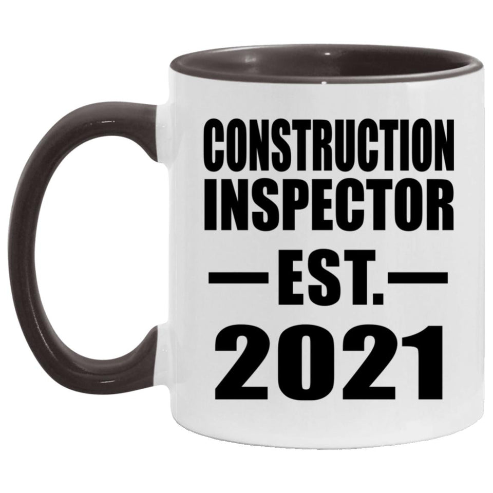 Construction Inspector Established EST. 2021 - 11oz Accent Mug Black