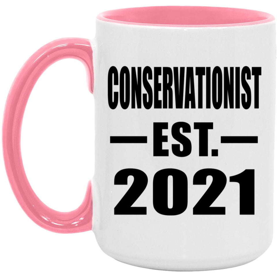 Conservationist Established EST. 2021 - 15oz Accent Mug Pink