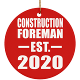 Construction Foreman Established EST. 2020 - Circle Ornament