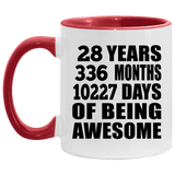 28th Birthday 28 Years 336 Months 10227 Days Of Awesome - 11oz Accent Mug Red