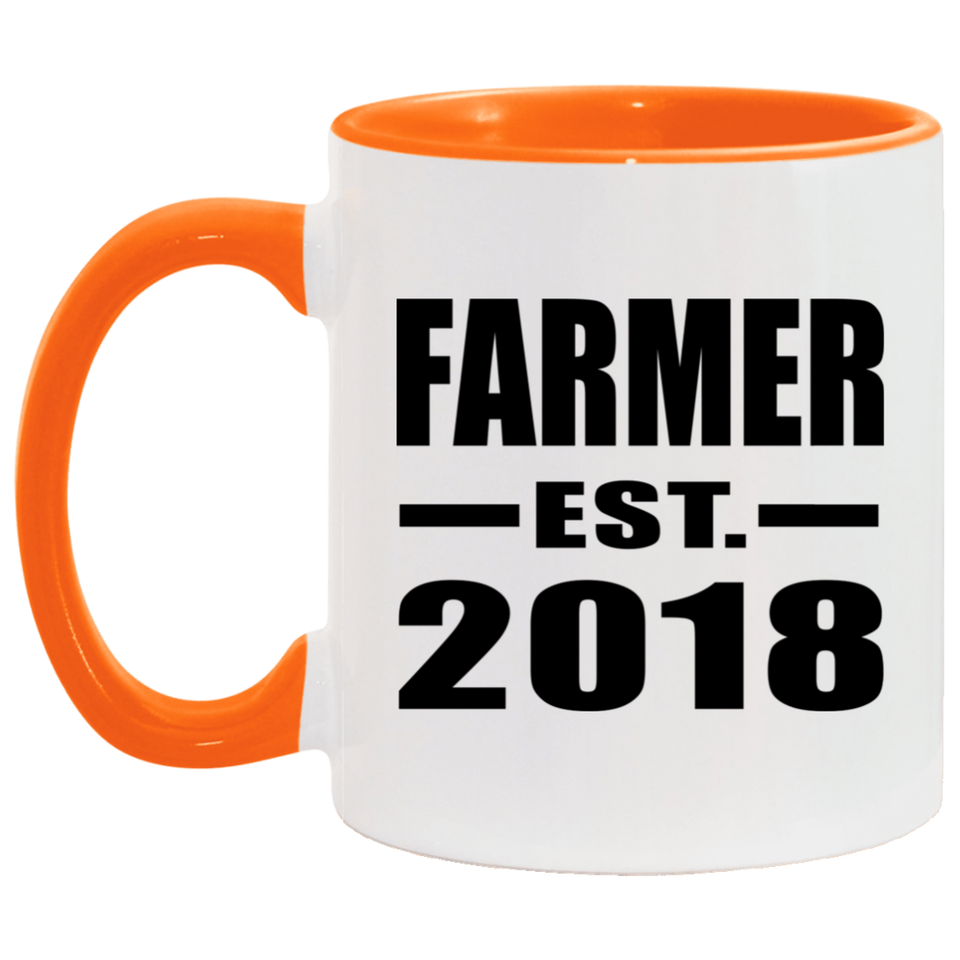 Farmer Established EST. 2018 - 11oz Accent Mug Orange