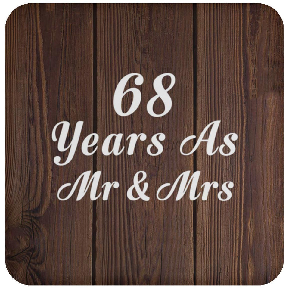 68th Anniversary 68 Years As Mr & Mrs - Drink Coaster D