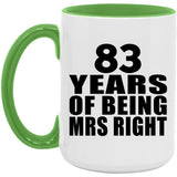 83rd Anniversary 83 Years Of Being Mrs Right - 15oz Accent Mug Green