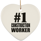 Number One #1 Construction Worker - Heart Ornament