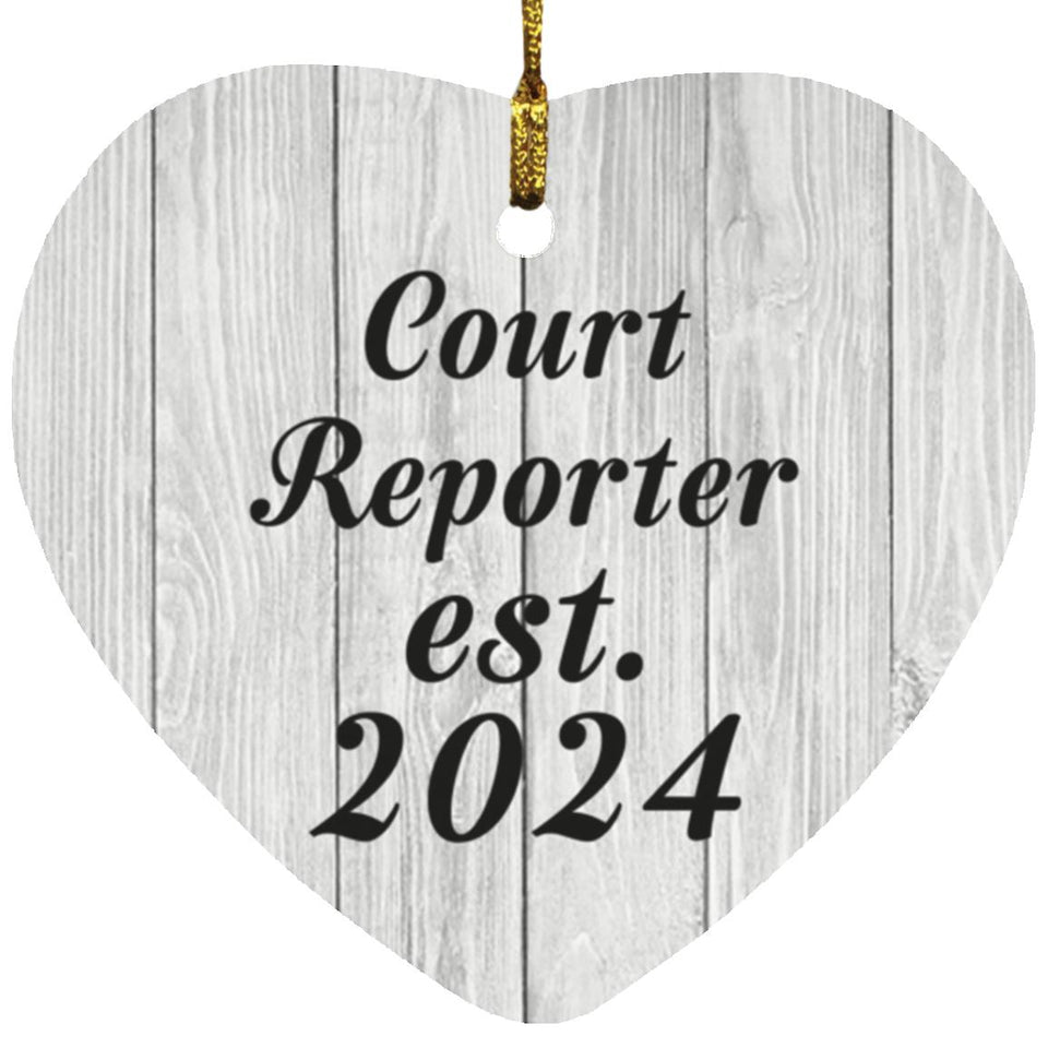 Court Reporter Established Est. 2024 - Heart Ornament F