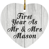 First Year As Mr & Mrs Mason - Heart Ornament F