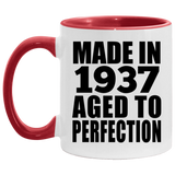87th Birthday Made In 1937 Aged to Perfection - 11oz Accent Mug Red