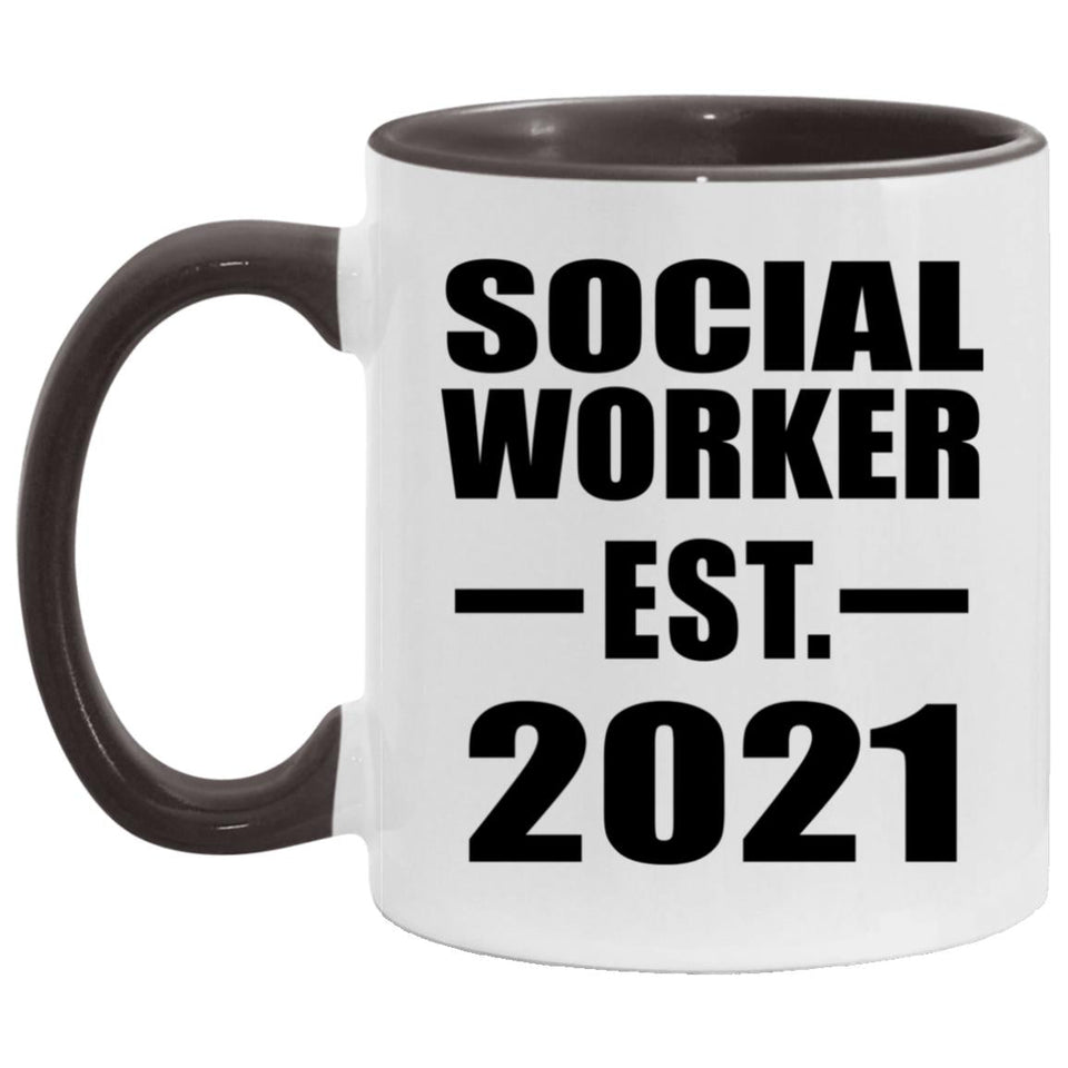 Social Worker Established EST. 2021 - 11oz Accent Mug Black