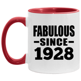 96th Birthday Fabulous Since 1928 - 11oz Accent Mug Red
