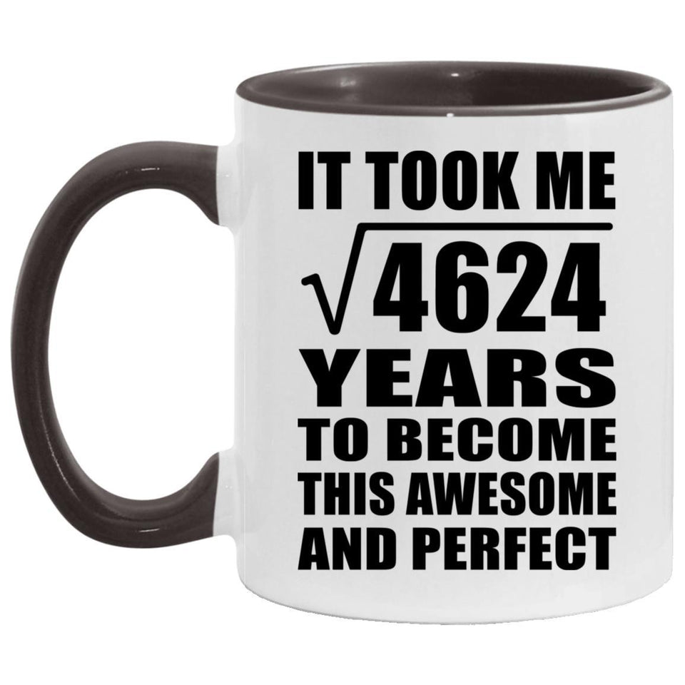 68th Birthday Took Square Root of 4624 Years To Awesome - 11oz Accent Mug Black