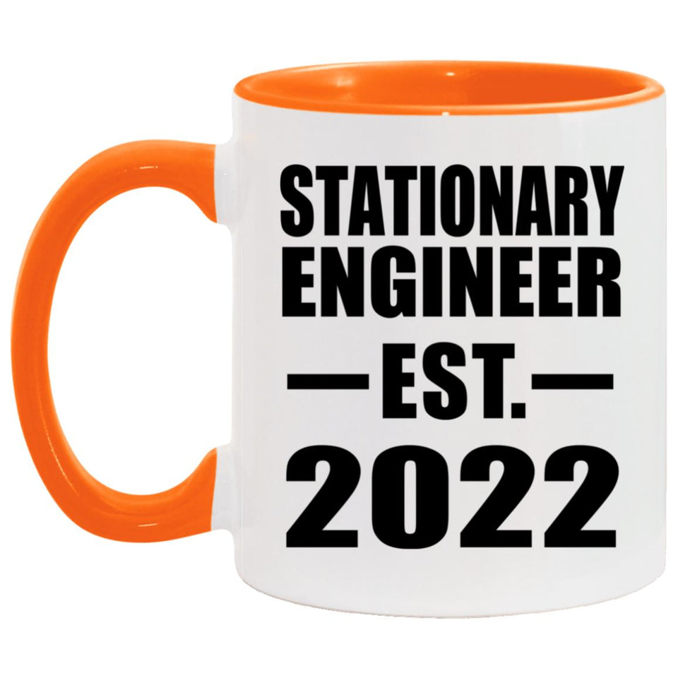 Stationary Engineer Established EST. 2022 - 11oz Accent Mug Orange