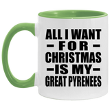 All I Want For Christmas Is My Great Pyrenees - 11oz Accent Mug Green