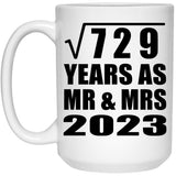 27th Anniversary Square Root of 729 Years As Mr & Mrs 2023 - 15oz Coffee Mug