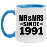 33rd Anniversary Mr & Mrs Since 1991 - 11oz Accent Mug Blue