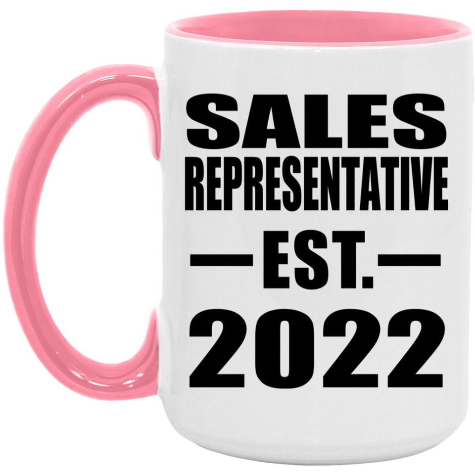 Sales Representative Established EST. 2022 - 15oz Accent Mug Pink