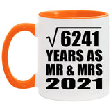 79th Anniversary Square Root of 6241 Years As Mr & Mrs 2021 - 11oz Accent Mug Orange