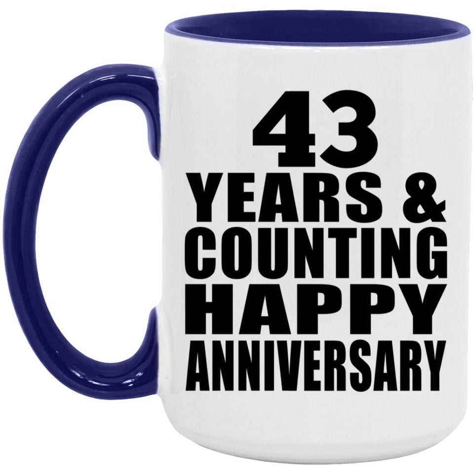 Happy 43rd Anniversary 43 Years & Counting - 15oz Accent Mug Purple