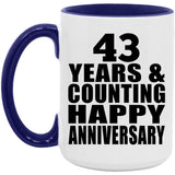 Happy 43rd Anniversary 43 Years & Counting - 15oz Accent Mug Purple