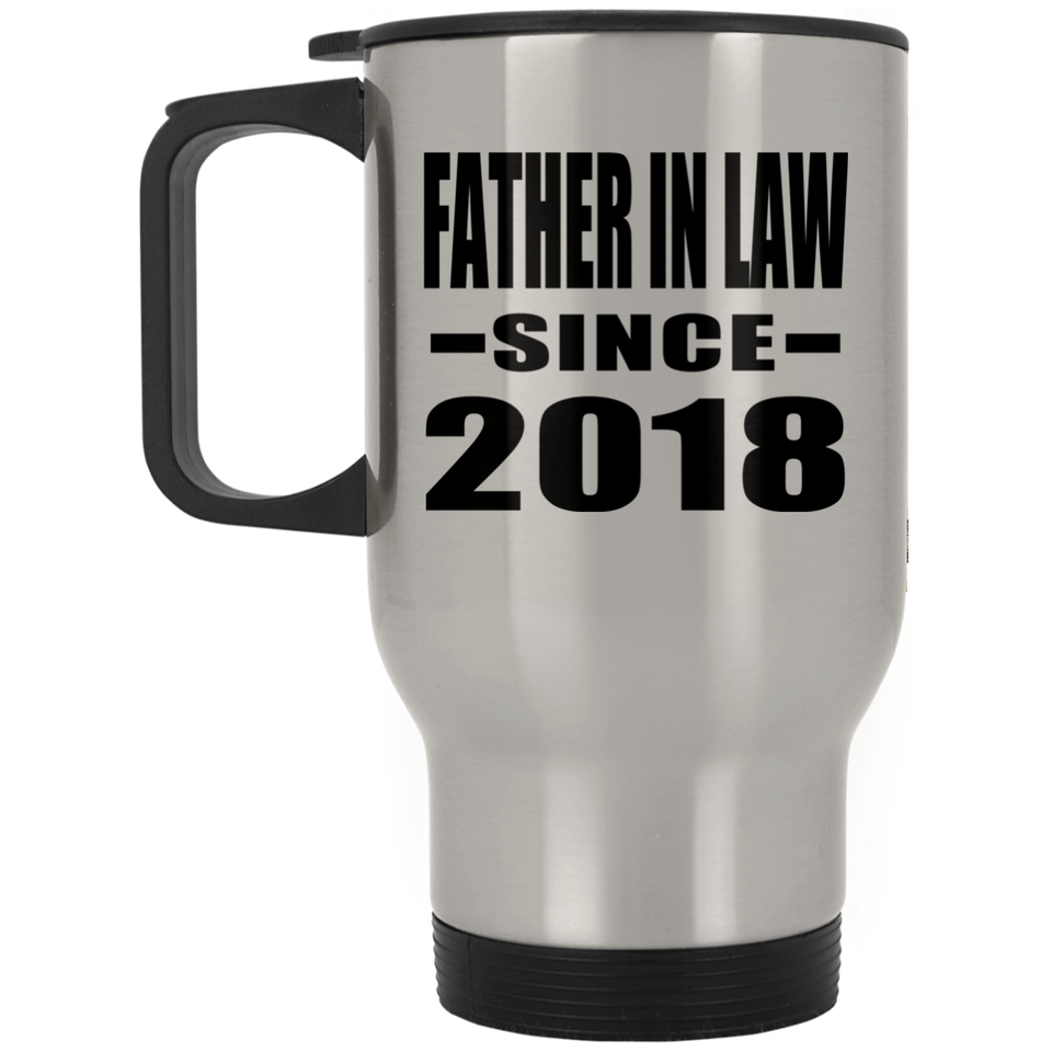 Father In Law Since 2018 - Silver Travel Mug