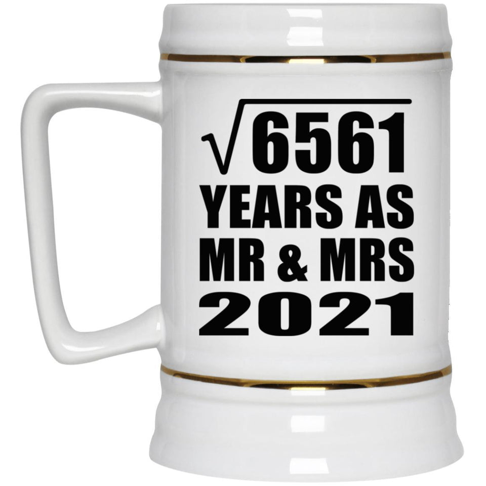 81st Anniversary Square Root of 6561 Years As Mr & Mrs 2021 - Beer Stein