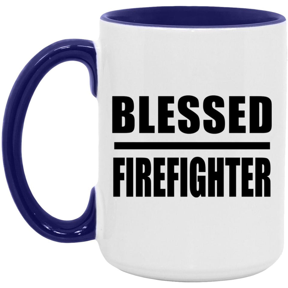 Blessed Firefighter - 15oz Accent Mug Purple