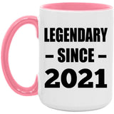 3rd Birthday Legendary Since 2021 - 15oz Accent Mug Pink