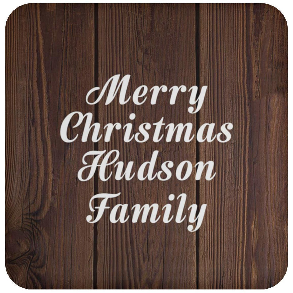 Merry Christmas Hudson Family - Drink Coaster D