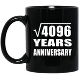64th Anniversary Square Root of 4096 Years Anniversary - 11oz Coffee Mug Black