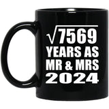 87th Anniversary Square Root of 7569 Years As Mr & Mrs 2024 - 11oz Coffee Mug Black