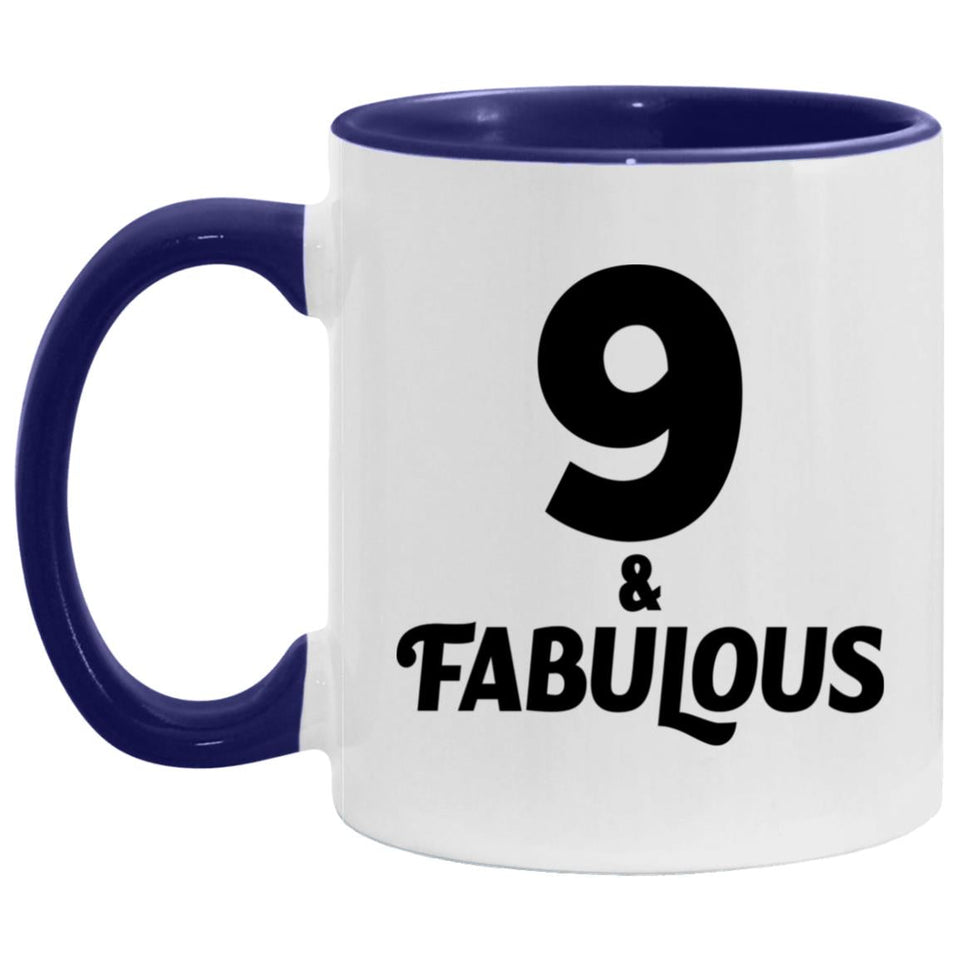 9th Birthday 9 & Fabulous - 11oz Accent Mug Purple