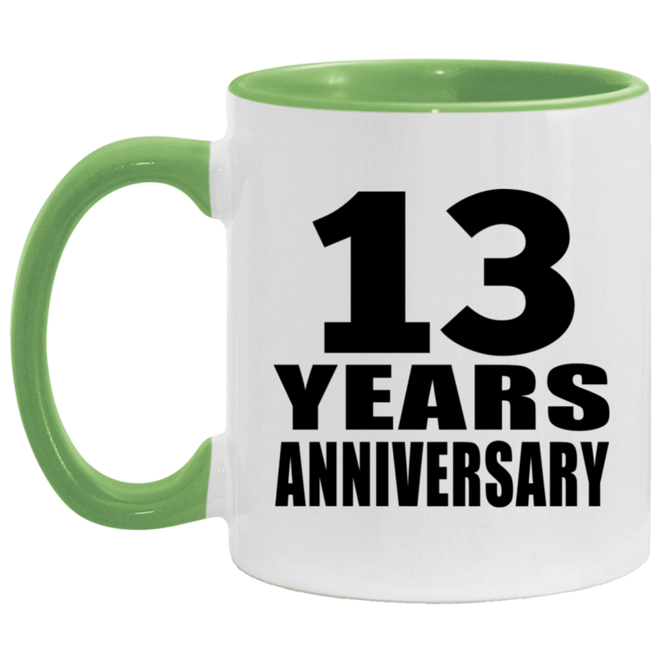 13th Anniversary 13 Years - 11oz Accent Mug Green