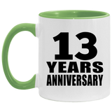 13th Anniversary 13 Years - 11oz Accent Mug Green