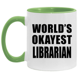 World's Okayest Librarian - 11oz Accent Mug Green