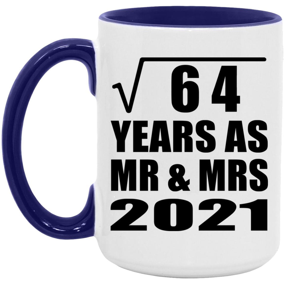 8th Anniversary Square Root of 64 Years As Mr & Mrs 2021 - 15oz Accent Mug Purple
