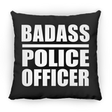 Badass Police Officer - Throw Pillow Black
