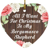 All I Want For Christmas Is My Bergamasco Shepherd - Heart Ornament A