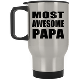 Most Awesome Papa - Silver Travel Mug