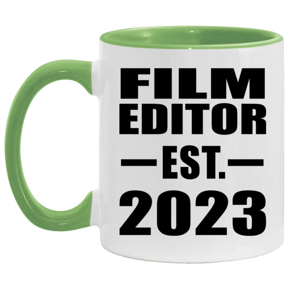 Film Editor Established EST. 2023 - 11oz Accent Mug Green