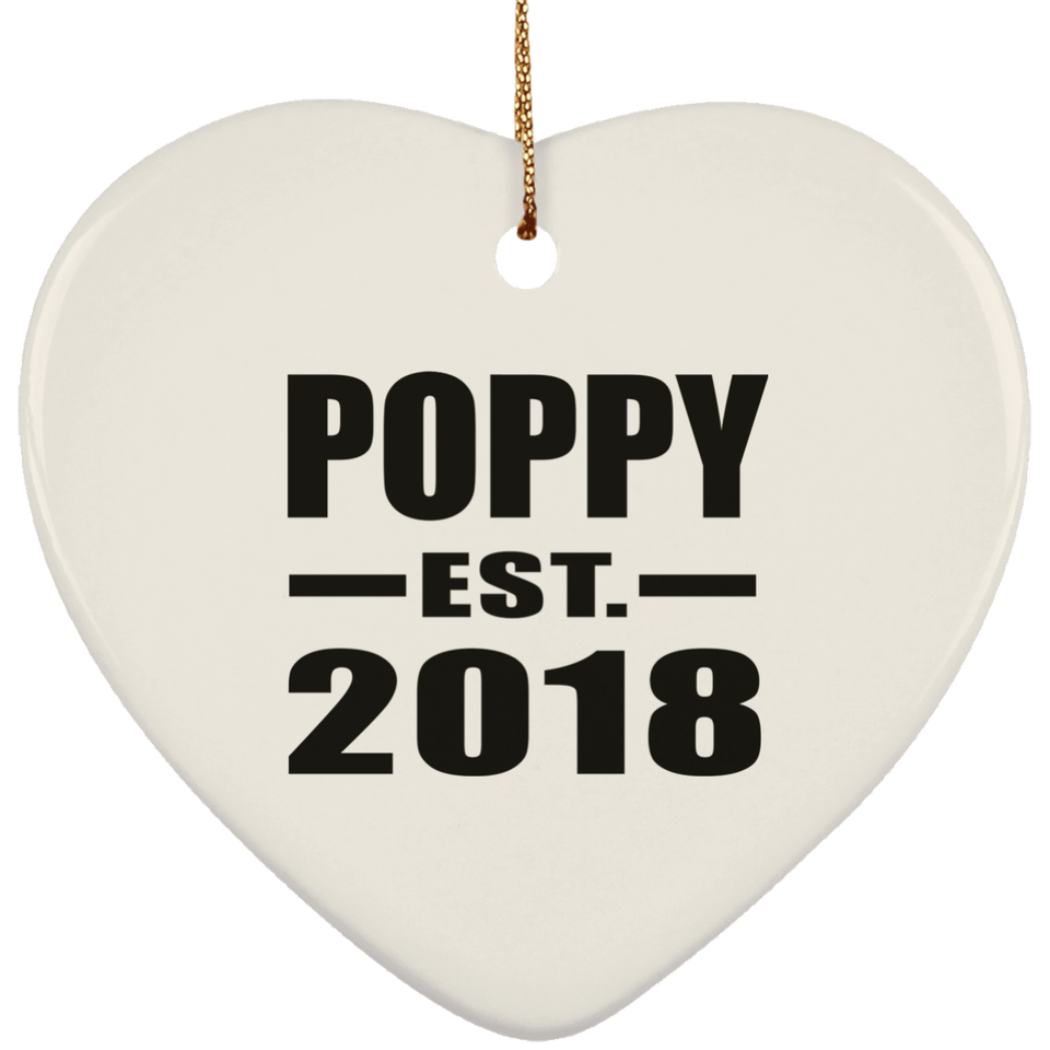 Poppy Established EST. 2018 - Heart Ornament