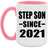 Step Son Since 2021 - 15oz Accent Mug Pink