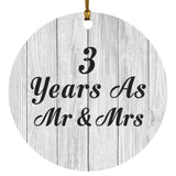 3rd Anniversary 3 Years As Mr & Mrs - Circle Ornament F