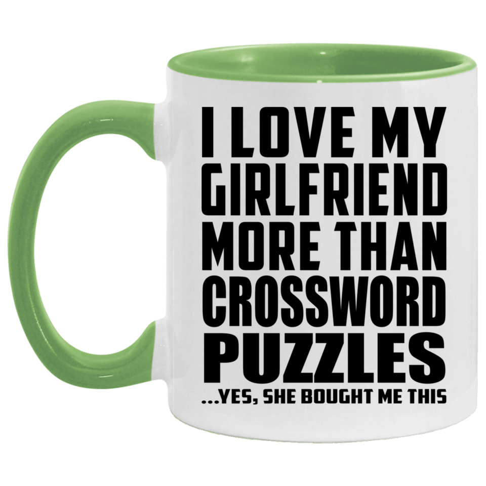 I Love My Girlfriend More Than Crossword Puzzles - 11oz Accent Mug Green