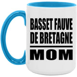 Basset Fauve De Bretagne Mom - 15oz Accent Mug Blue