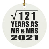 11th Anniversary Square Root of 121 Years As Mr & Mrs 2021 - Circle Ornament